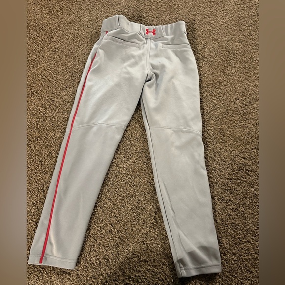 Under Armour Red and Gray Youth Baseball Pants - Picture 3 of 3